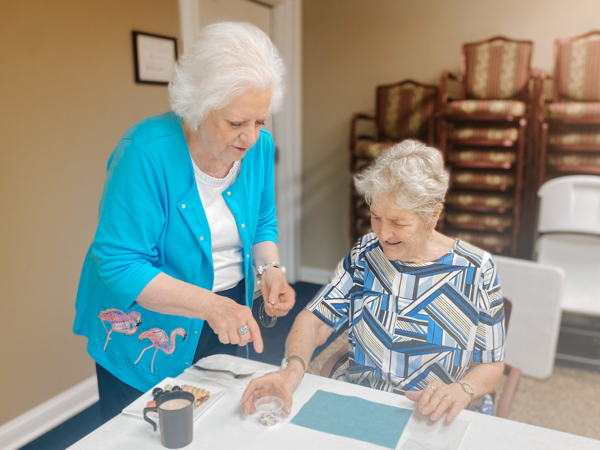 two women at a table